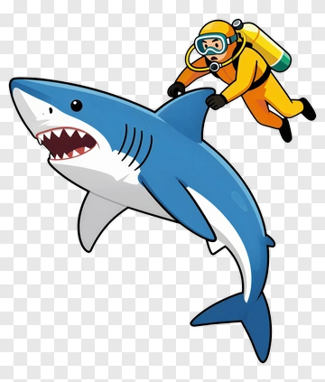 Shark And Diver PNG
