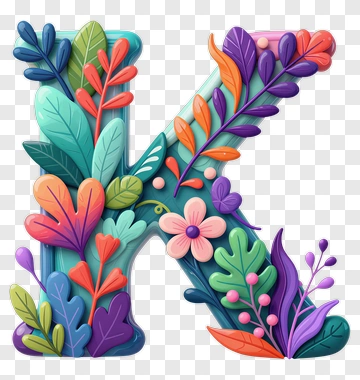 Colorful Floral Letter K PNG