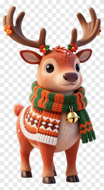 Festive Reindeer In Knitted Outfit PNG