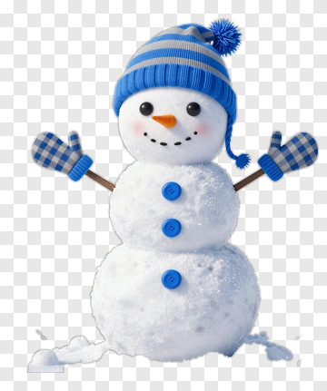 Snowman With Blue Hat And Gloves PNG
