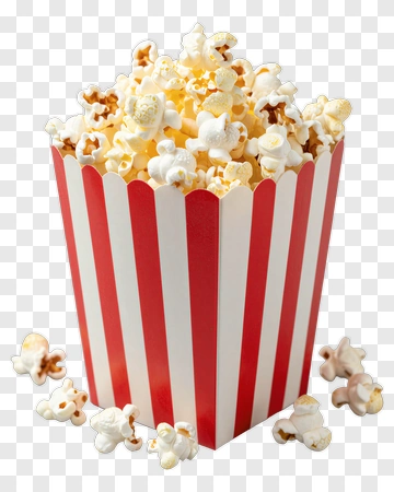 Popcorn In Red And White Striped Bucket PNG