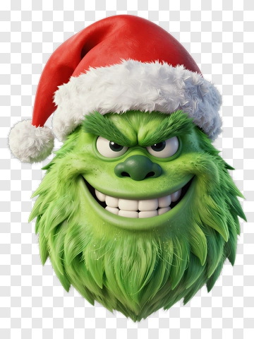 The Grinch With Santa Hat PNG