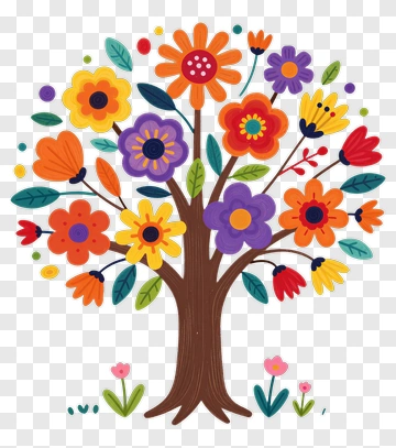 Flower Tree With Bright Blooms PNG