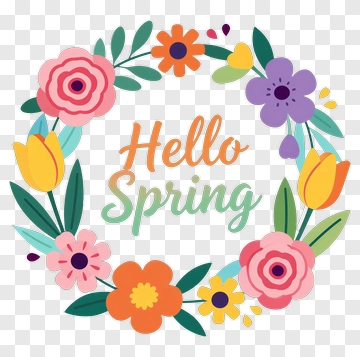 Hello Spring Flower Wreath PNG