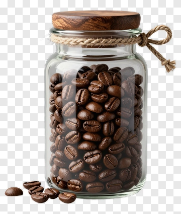 Coffee Beans In Glass Jar PNG