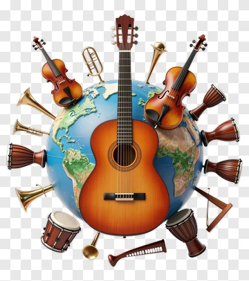 Global Music Instruments Around Earth PNG