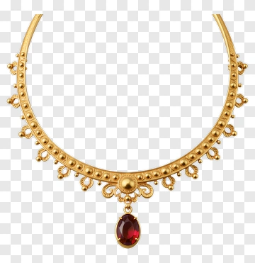 Gold Necklace With Ruby Pendant PNG