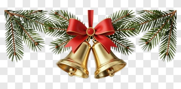 Golden Bells With Red Ribbon PNG