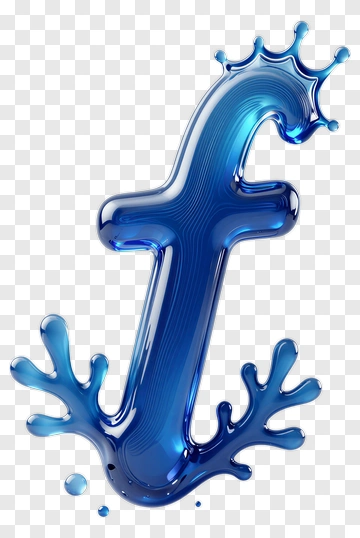 Blue Liquid Letter F With Crown PNG