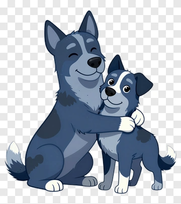 Adult Dog Hugging Puppy PNG