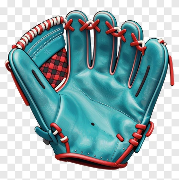 Blue Baseball Glove With Red Laces PNG