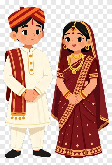 Indian Bride And Groom In Traditional Attire PNG