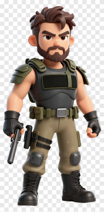 Cartoon Soldier With Gun PNG