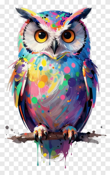 Colorful Watercolor Owl PNG