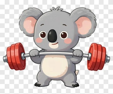 Cute Koala Lifting Barbell PNG