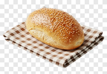 Sesame Seed Bread On Checkered Cloth PNG