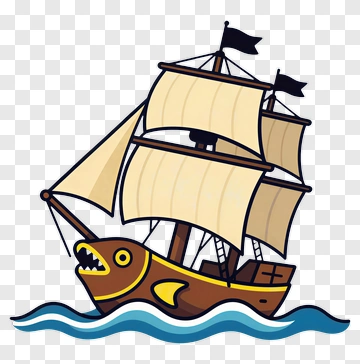 Cartoon Pirate Ship With Fish Head PNG