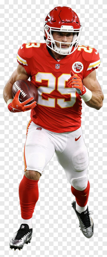 American Football Player In Red Uniform PNG
