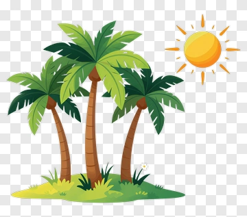 Three Palm Trees Under A Sunny Sky PNG
