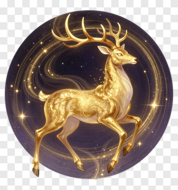 Golden Deer In Starry Sky PNG