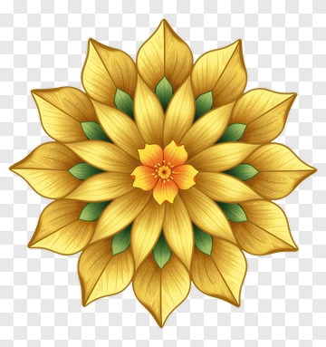 Golden Sunflower Mandala PNG