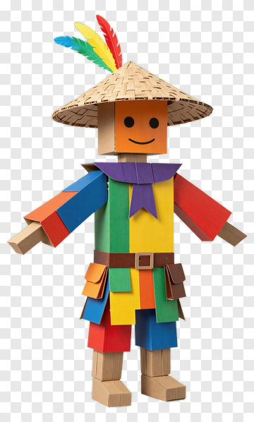 Paper Craft Figure With Feather Headdress PNG