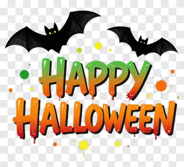 Happy Halloween With Bats PNG