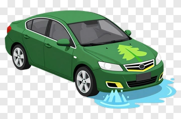 Green Car With Leaf Design PNG