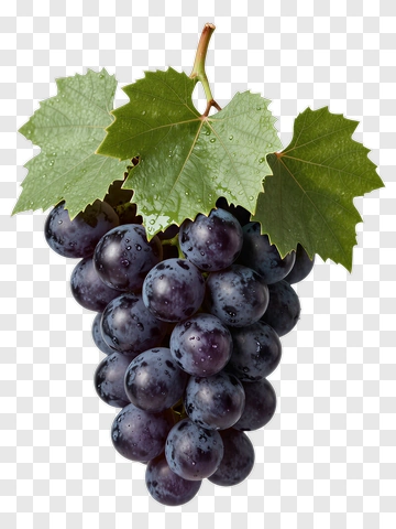 Fresh Grape Cluster With Green Leaves PNG