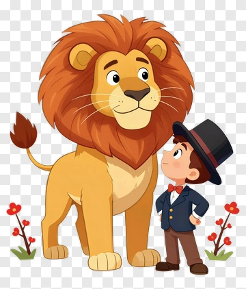 Lion And Boy Together PNG