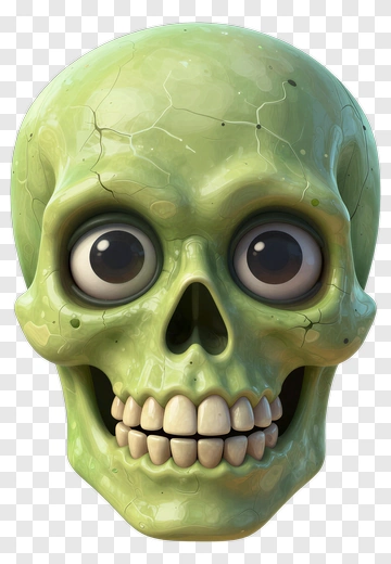Green Cartoon Skull With Big Eyes PNG