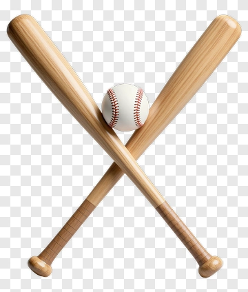 Crossed Baseball Bats With Ball PNG
