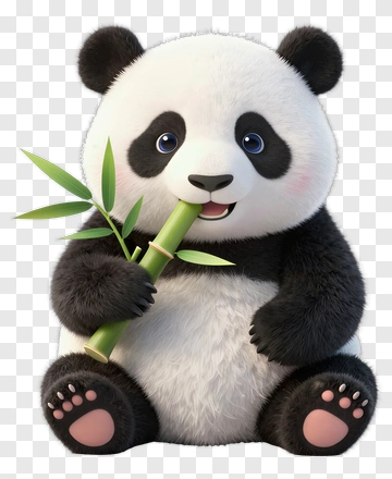 Cute Panda Eating Bamboo PNG