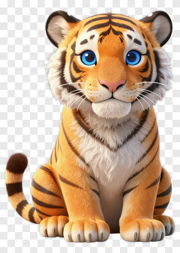Cute Cartoon Tiger Sitting PNG