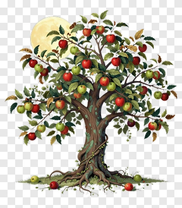 Apple Tree Under Moonlight PNG