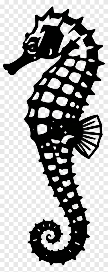 Black And White Seahorse Silhouette PNG