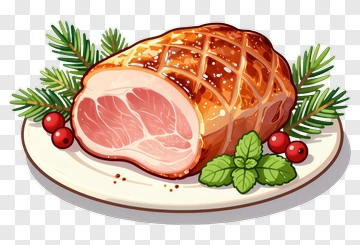 Roast Ham With Holiday Garnish PNG