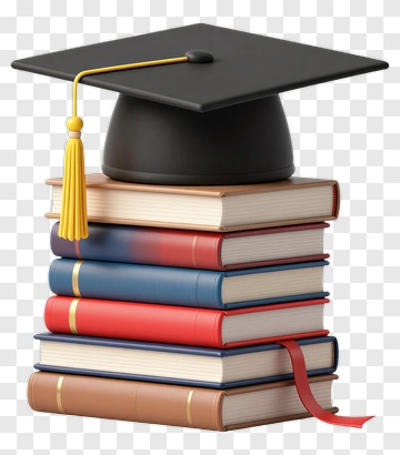 Graduation Cap On Stack Of Books PNG