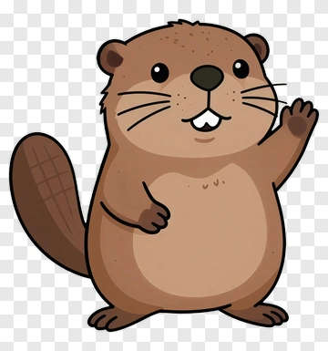 Cartoon Beaver Waving PNG