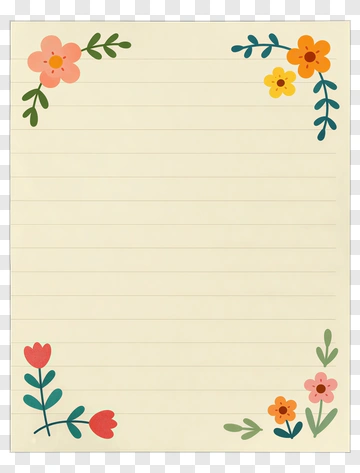 Floral Corner Notebook Paper PNG