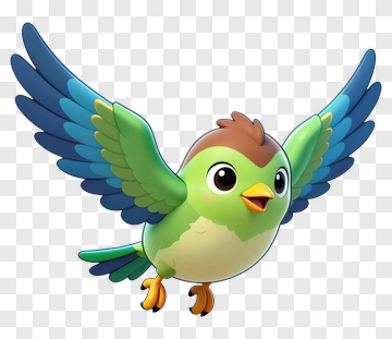 Cartoon Bird With Blue Wings PNG