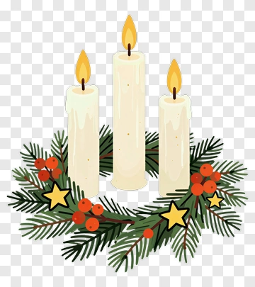 Three Candles And Star Wreath PNG