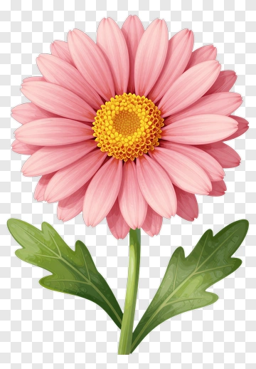 Pink Daisy With Yellow Center PNG