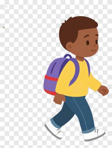 Happy Child Walking To School PNG