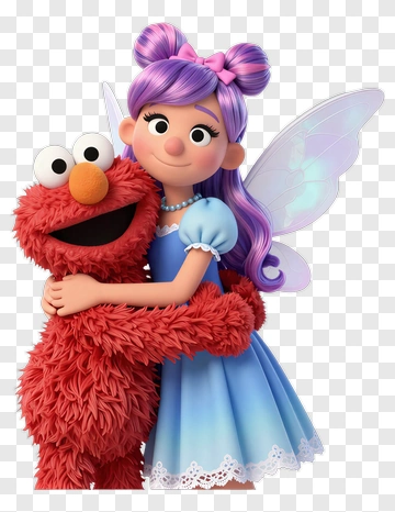 Elmo Hugging A Fairy PNG