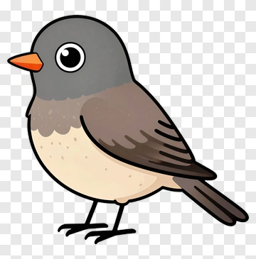 Cute Cartoon Bird With Orange Beak PNG