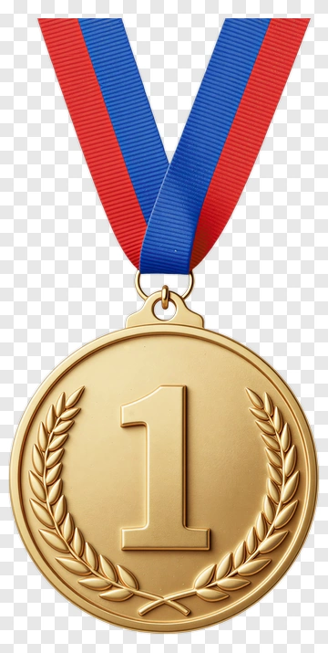 Gold Medal With Number One PNG