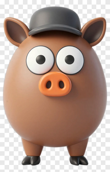 Cute Cartoon Pig Wearing A Hat PNG