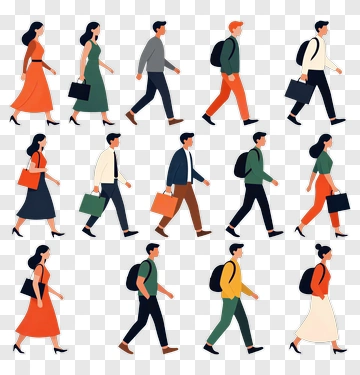 People Walking To Work PNG
