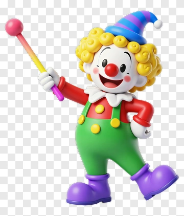 Cheerful Clown With Magic Wand PNG